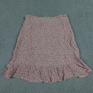 Brandy Melville Floral Mini Skirt Womens Pink Zipper Cottagecore Fairy Dainty